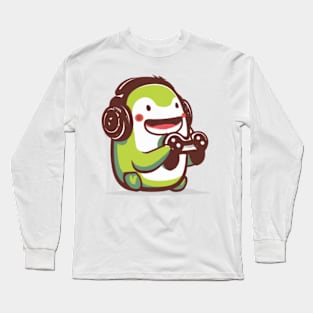 Avocado Gamer: Cute Drawing of an Avocado Playing Video Games Long Sleeve T-Shirt